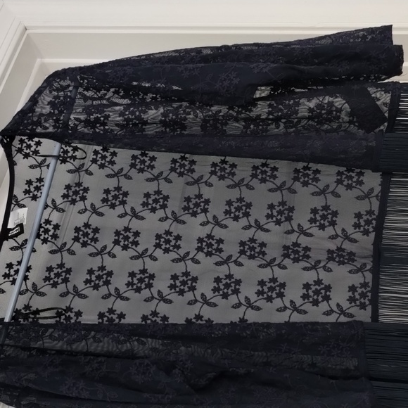 DIVIDED H&M WOMEN'S LACE SWEATER CARNIGAN NAVY BLUE SIZE LARGE - Picture 5 of 5